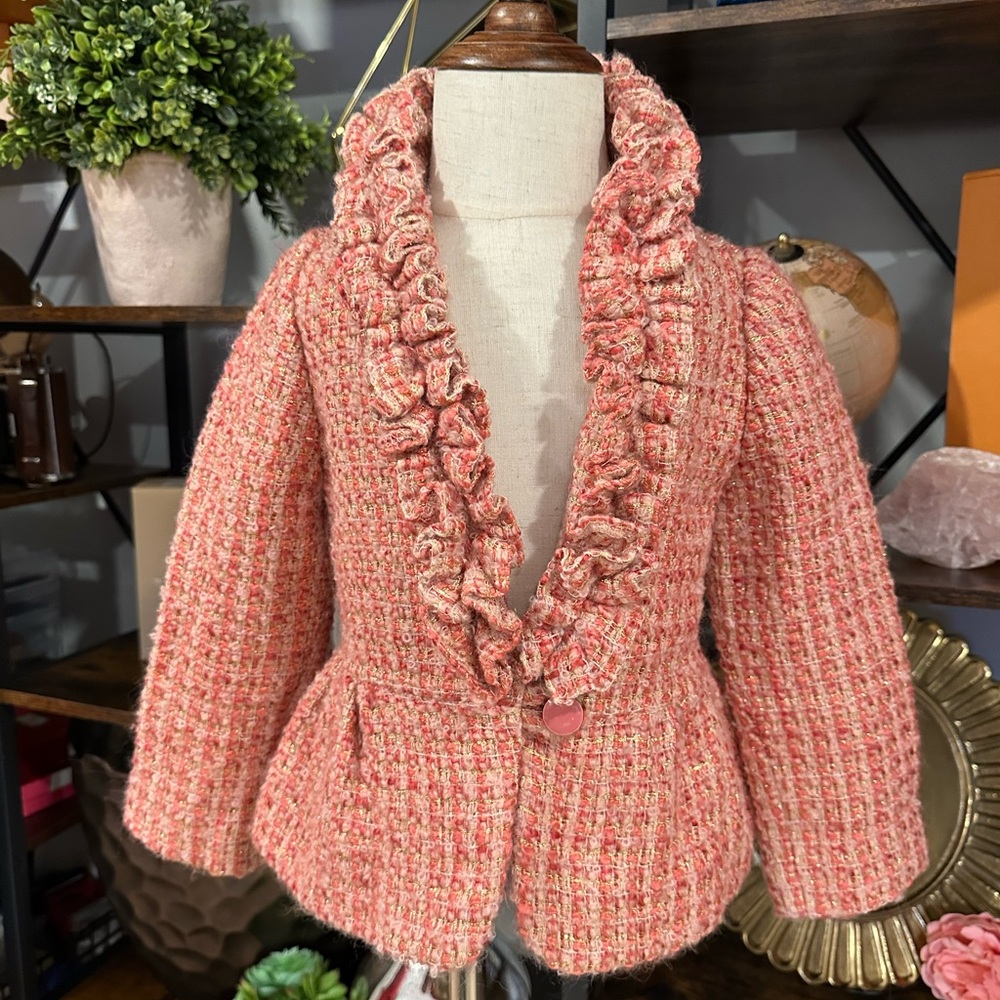 Baby GAP Pink Ruffled Tweed Jacket